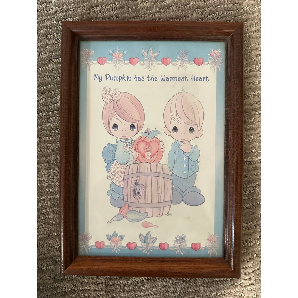 Precious Moments My Pumpkin Has The Warmest Heart Framed Art Print Wood Frame